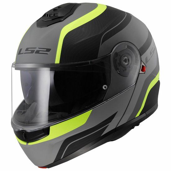 LS2 FF908 Strobe II Monza Mat Zwart H-V Geel 06 Systeemhelm - Maat XXXL