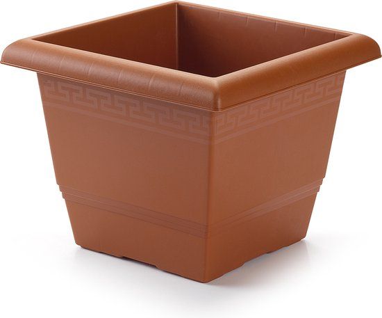 PLASTICFORTE Plantenbak terra cotta 31 x 31 x 24 cm - Bloempot vierkant kunststof - 23 l