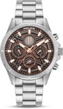 Police Horloge Defender Mannen Polshorloge Bruin Staal 45 mm