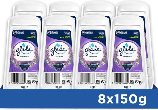 Glade Gel Tranquil Lavender &amp; Aloe - Luchtverfrisser - 8 x 150G