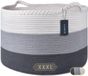 COMSE Panier à linge extra large tissé avec couverture, 55,1 x 35,1 cm, panier à linge pour chambre d'enfant, panier à linge en corde de coton, salon pour ranger jouets, vêtements et serviettes (blanc et gris clair)