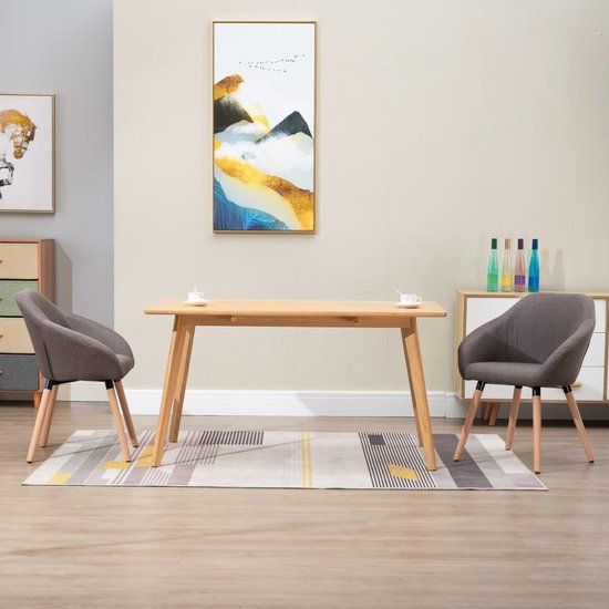vidaXL Eetkamerstoelen 2 stuks stof taupe