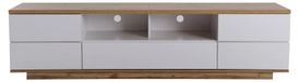 Meuble TV - Meuble TV moderne en bois - Blanc - Avec grain de bois - Grand espace de rangement - 180 cm