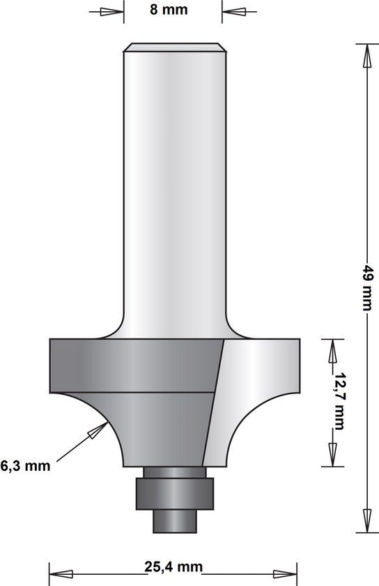 Hikoki Accessoires Hitachi 8 mm afrondfrees duivejager met onderlager 25.4 x 49 x 6.3 mm