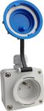 Stopcontact 16A 230V 2P + PE met deksel, hermetisch industrieel stopcontact voor opbouwmontage, opbouwstopcontact met schroefaansluiting, waterdicht IP68 voor binnen en buiten