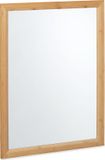 Merkloos Relaxdays Wandspiegel met lijst - 80 x 60 cm - bamboe - glas - badkamerspiegel