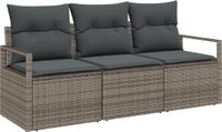 vidaXL Tuinbank - Set - 3-delig - Grijs - Poly Rattan