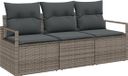 vidaXL Tuinbank - Set - 3-delig - Grijs - Poly Rattan