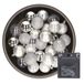 Boules de Noël - 48x pièces - argent - 6 cm - plastique - avec crochets pour boules argent