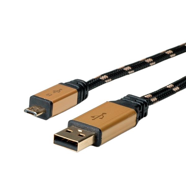 Bosch GOLD USB 2.0 Kabel - USB A Male - Micro USB B Male - 1.8m - Zwart/Goud