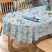 Bnejvif Daisy Ovaal Tafelkleed - Blauw Gebloemd, Bedrukt Met Zonnebloemstof Voor Lente en Zomer - Waterdicht, Kreukvrij, Duurzaam Voor Ovale Tafels, 137 x