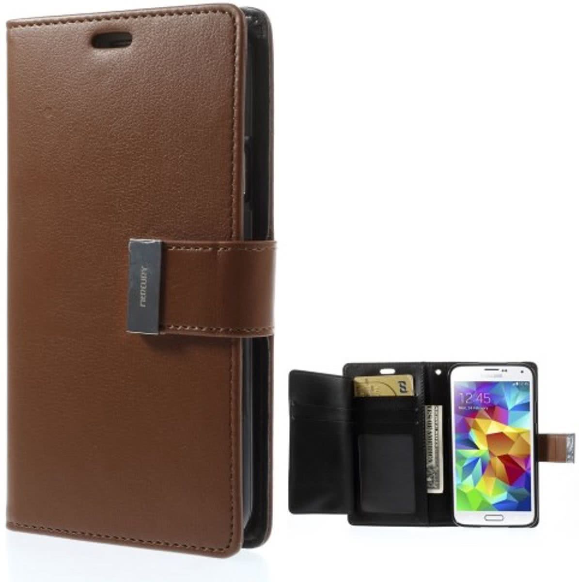 Mercury Rich Dairy wallet case hoesje Samsung Galaxy S5 Bruin