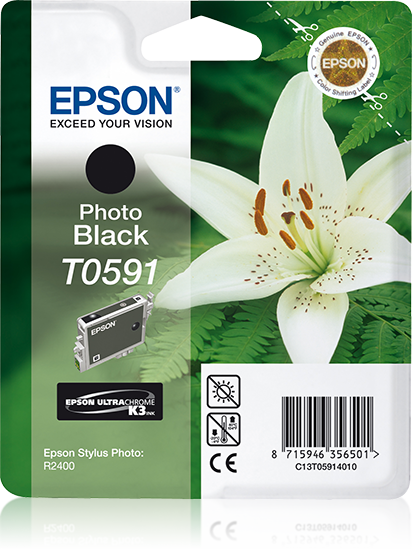 Epson Lily inktpatroon Photo Black T0591 Ultra Chrome K3 single pack / foto zwart