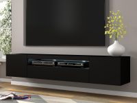 Mobistoxx AUREO Meuble tv-hifi 3 portes 200 cm noir avec led