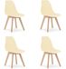 LEOBERT Set van 4 Eetkamerstoelen KITO – Crème – Beuken Poten – Kuipstoel met Kunststof Zitting