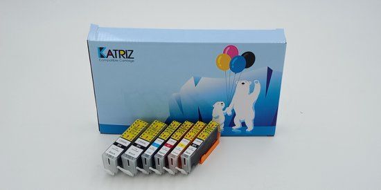 KATRIZ huismerk inkt voor Canon 2X PGI550XLzwart + 1X CLI551XLzwart + 1X CLI551XL Cyaan + 1X CLI551XL Magenta + 1X CLI551XL Geel (6stuks) - Met chip