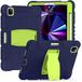 Hoes iPad Pro 12,9 inch 2021/2020/2018 (5/4/3 generatie) hoes met potloodhouder, robuuste schokbestendige beschermhoes met verborgen beugel, marineblauw + groen