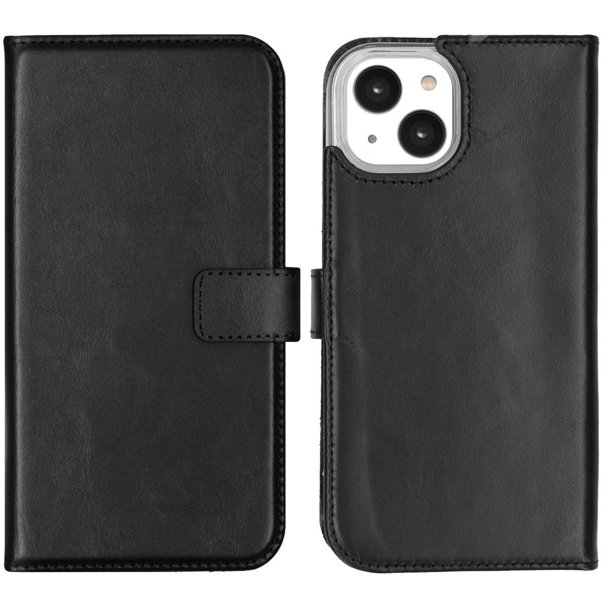 Selencia Echt Leren Bookcase Apple iPhone 14 - Zwart