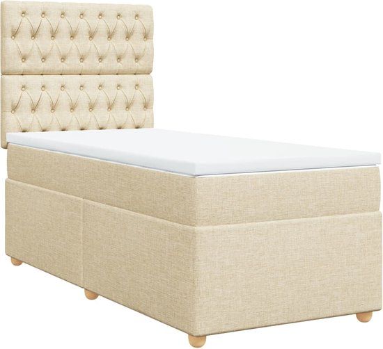 vidaXL Boxspring met Matras Crème 90x190 cm Stof
