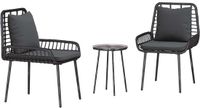 vidaXL Ensemble de jardin, 3 pièces, noir et anthracite, en polyrotin