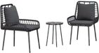 vidaXL Ensemble de jardin, 3 pièces, noir et anthracite, en polyrotin
