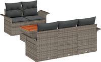 vidaXL - Tuinbank - Set - 6 - st - 5-Aantal - zitplaatsen - Grijs - poly - rattan