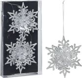 Christmas Decoration Koopman International Christmas Decoration kersthangers sneeuwvlokken - 2x - zilver - 11,5 cm