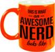 Bellatio Decorations Bol This is what an awesome nerd looks like cadeau mok / beker - 330 ml - neon oranje