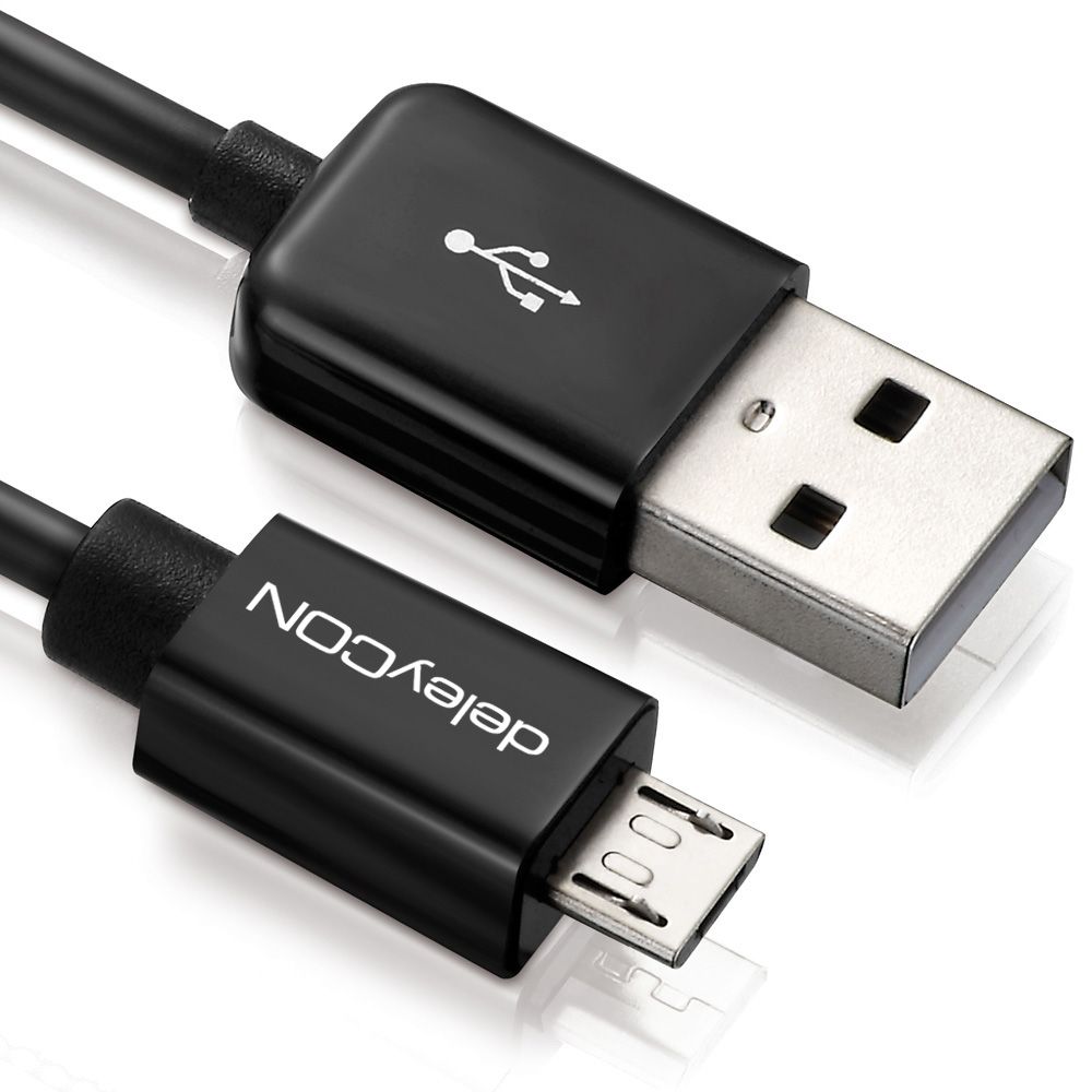 deleyCON USB - micro USB Kabel - 1m - Zwart - MK427