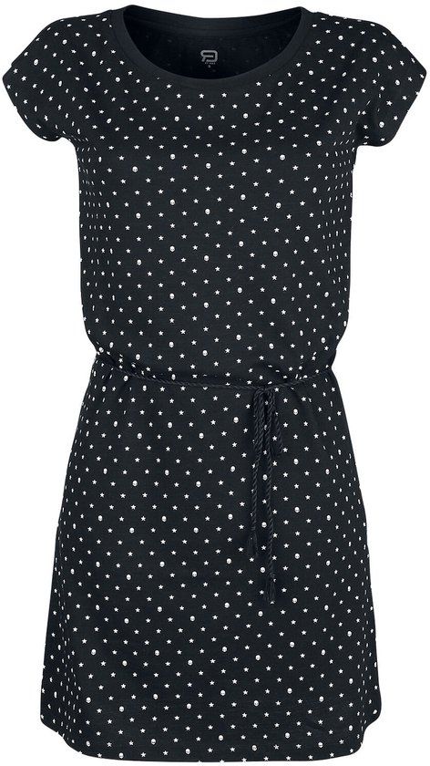 R.E.D. by EMP R.E.D. Rock-Engineered Design Zwarte jurk met tailleriem en stippen - Dames - XXL