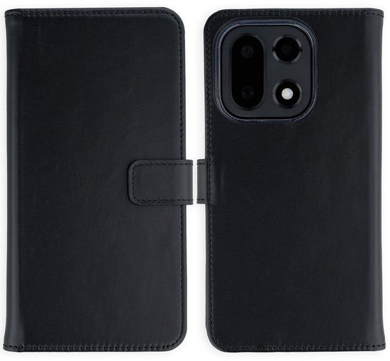 Selencia Echt Leren Bookcase voor de OnePlus 15 - Zwart