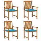 VidaXL Tuinstoelen 6 st met kussens massief acaciahout Blauw