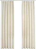 vidaXL Gordijnen verduisterend 2 st met haken 140x225 cm fluweel crème