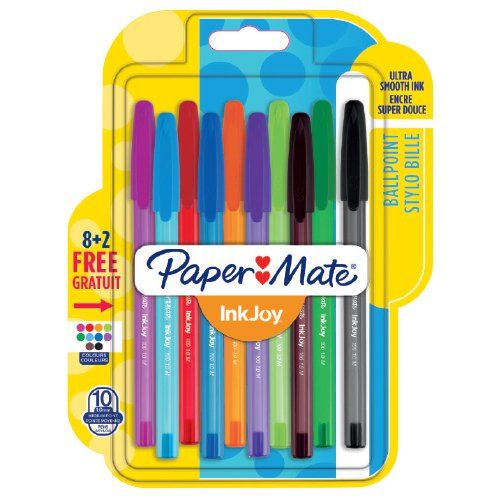 Paper Mate InkJoy 100 Stick Balpen Set - Black, Blue, Green, Red - 8 Pack