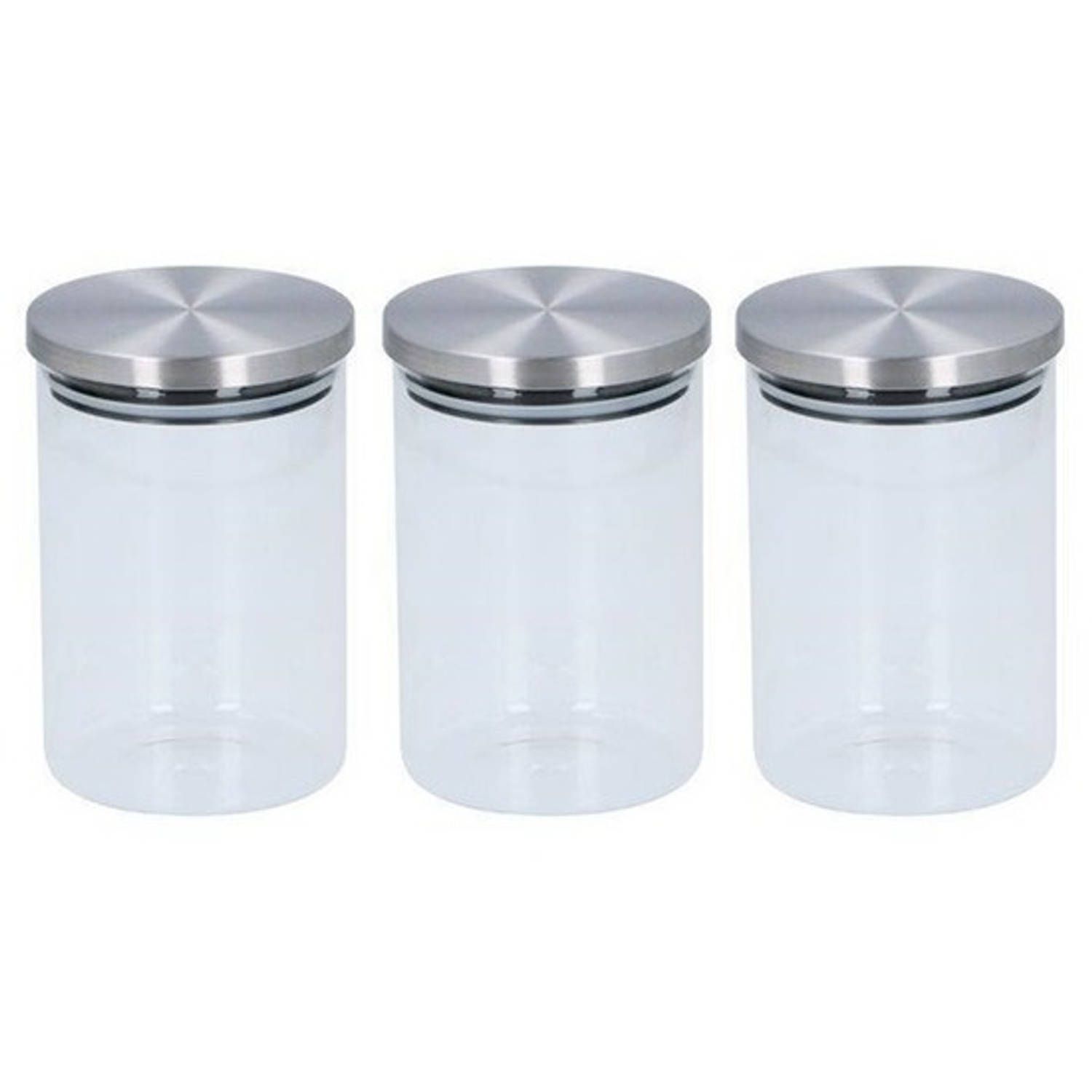 Alpina Kitchen & Home 3x Glazen snoeppot / voorraadpot 15 cm - 800 ml - Voorraadbussen met deksel