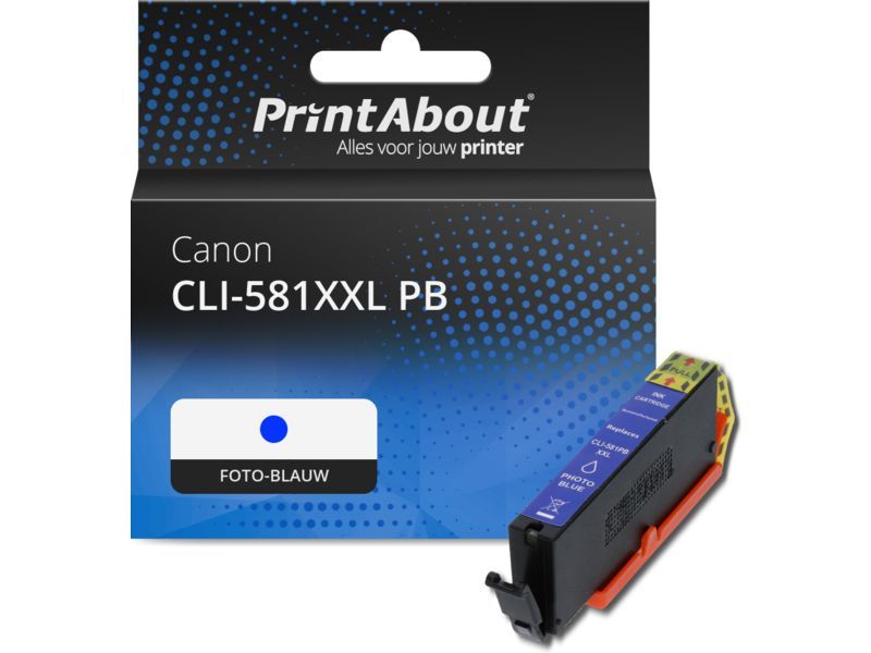 PrintAbout Inktcartridge CLI-581XXL PB Foto-blauw Extra hoge capaciteit geschikt voor Canon