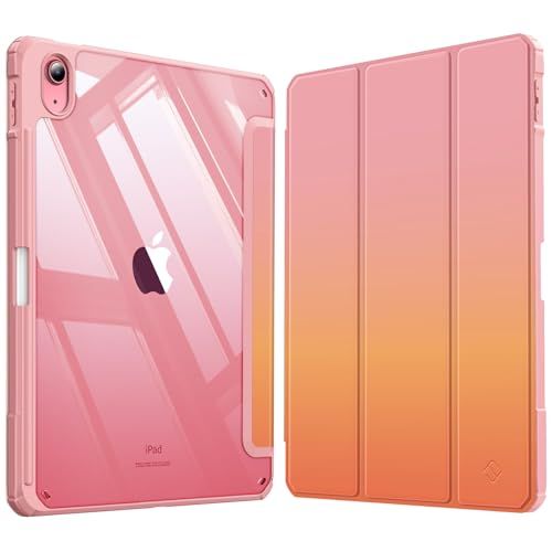 Fintie case voor iPad 11e generatie 2025 (A16)/10e generatie 2022 (10.9 inch) - [Ultra Slim] Schokbestendige doorzichtige hoes met ingebouwde potloodhouder, automatisch waken/slapen,Sunset Ombre