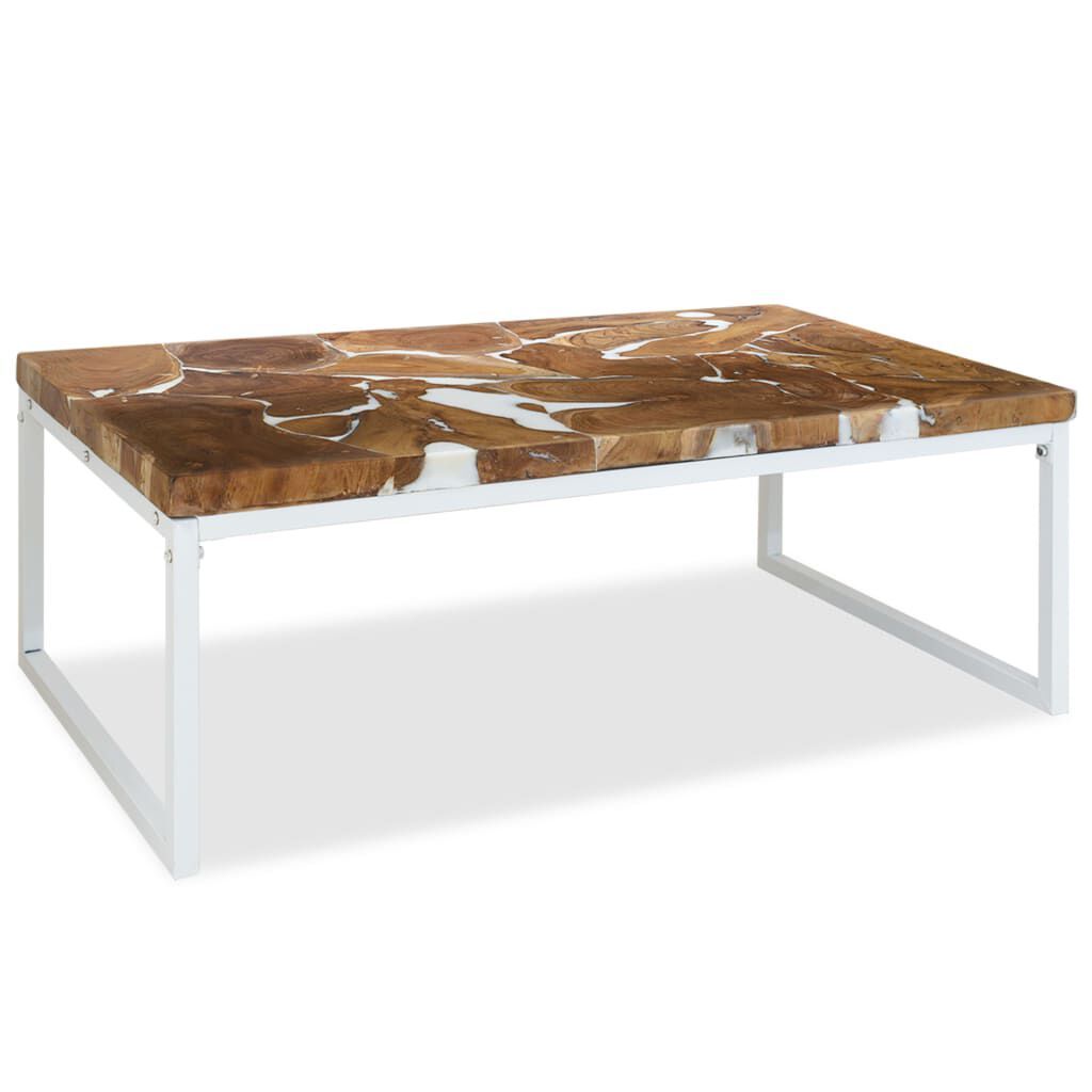 vidaXL Salontafel - 110x60x40 cm - Teakhout en Hars