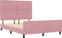 vidaXL Boxspringbed met hoofdeinde, roze, 140 x 200 cm, fluweel