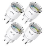 GHome Smart Socket met stroommeting, mini-wifi-stopcontact, compatibel met Alexa/Google Home, app-afstandsbediening, spraakbediening, tijdschema, 10A, slechts 2,4 GHz, TÜV-gecertificeerd (4 stuks)
