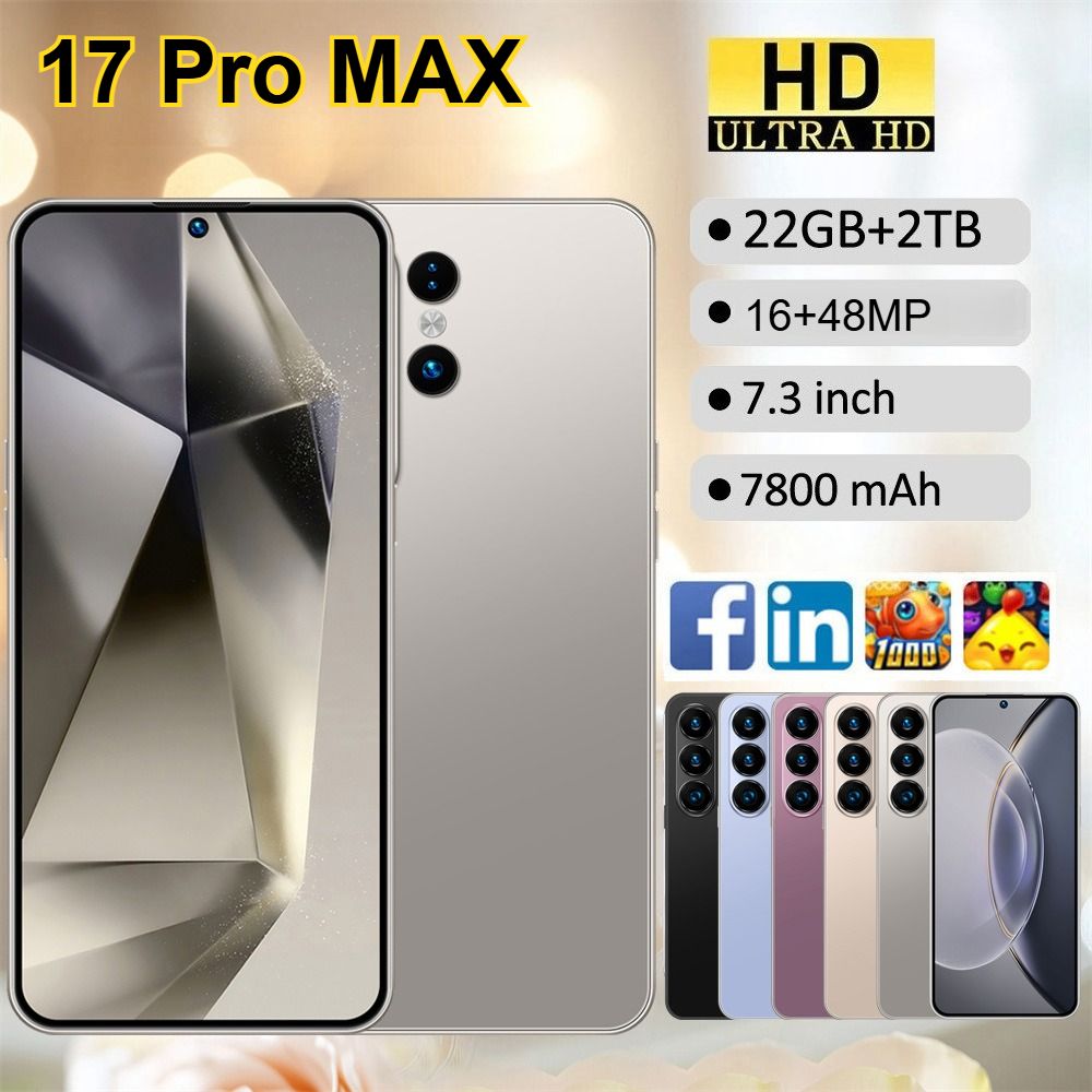 CHOTOG HOT 17 Pro Max 5G Smartphone Android 22GB+2TB 7800mAh 7.3HD Mobiele Telefoons Dual SIM WIFI Telefoons Ontgrendeld 16+48MP