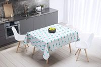 Bonamaison Tafelkleed, Anti-Mold, Sneldrogend, Waterdicht, 100% Polyester Tafellaken, Turkoois, wit, 140 x 140 Cm