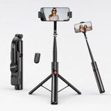 Smartphone-statief, smartphone-statief met draadloze afstandsbediening | Selfie-stick, 110 cm, draagbaar, uittrekbaar, voor reizen, voor iPhone, Samsung en Android