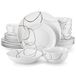 Porcelaine vaisselle, set de 24 pièces avec bol à pâtes, bols à petit-déjeuner, assiettes à dessert et assiettes plates, vaisselle pour 6 personnes