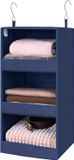 Armoire suspendue avec 3 étagères - Organisateur de placard pliable - Organisateur suspendu pour chambre d'enfant - Bleu marine