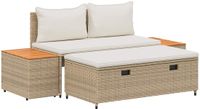 vidaXL Tuinbank set 4-Seater Polyrattan Beige en Crèmewit Inclusief kussen 30 x 39 cm