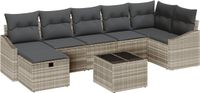 vidaXL Bankstel 8-delig Polyrattan Lichtgrijs/Donkergrijs