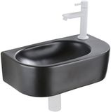 QeramiQ Fuente Fonteinset - 40x21.5x12cm - rechts - glad - halfrond - 1 kraangat - keramiek - fonteinkraan wit mat