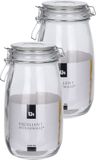 Excellent Houseware Keuken Voedsel Opslagpotten - 2x Stuks - 1500 ML - Met Beugel Sluiting - Glas - Weckpotten - Inmaakpotten