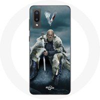 Maniacase Hoesje voor Samsung Galaxy A02 Vikings Series Seizoen 6 Ragnar Lothbrok logo V Zwaard Grey Fog